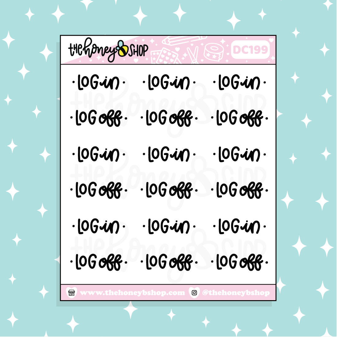 Log In / Log Off Doodle Planner Sticker