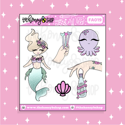 Mer-May Babe Doodle Sticker | Choose your Skin Tone!