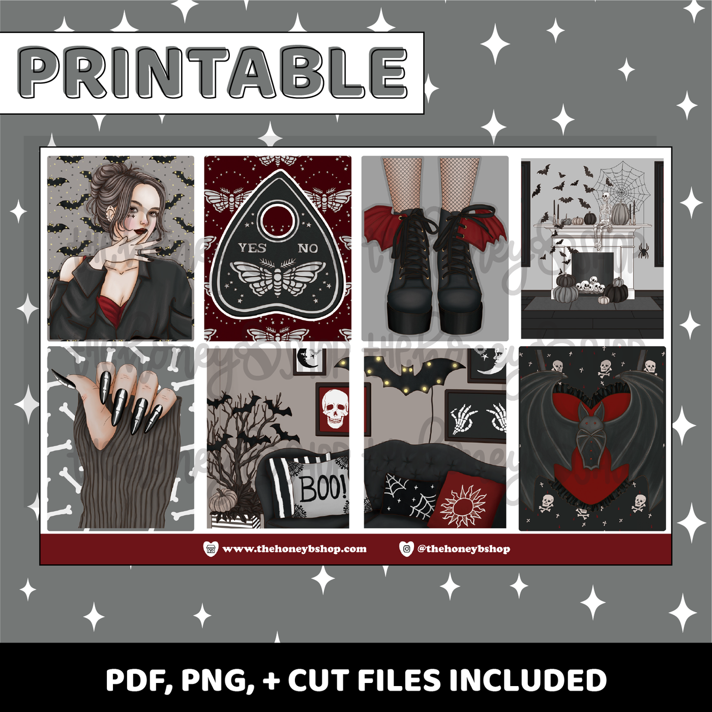 Gothic Printable Weekly Kit Vertical Planner Printable Planner Sti