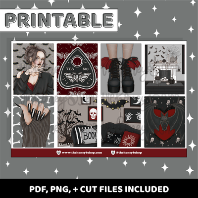 Gothic Printable Weekly Kit | Vertical Planner | Printable Planner Stickers