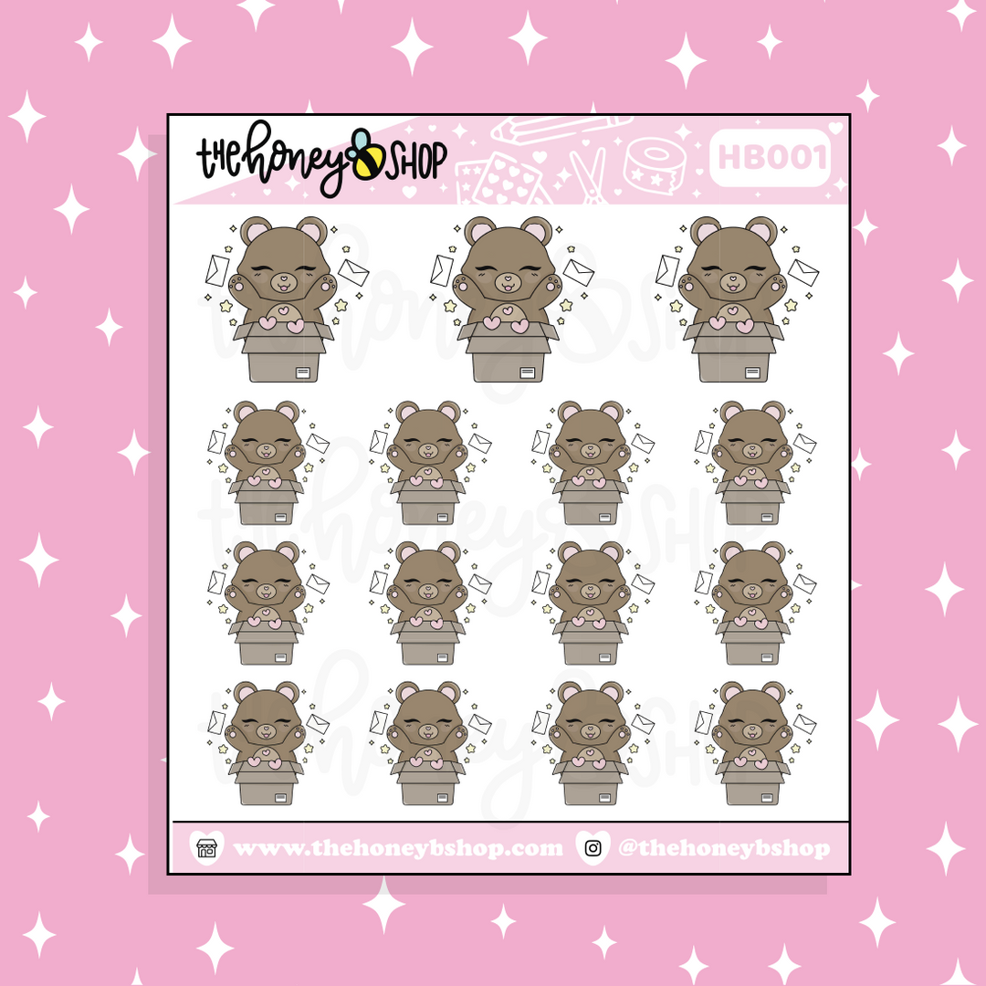 Happy Mail Honey Bear Doodle Sticker | Choose Your Version