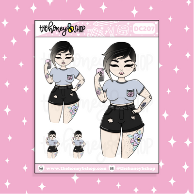 Tattoo Selfie Babe Doodle Sticker | Choose your Skin Tone!