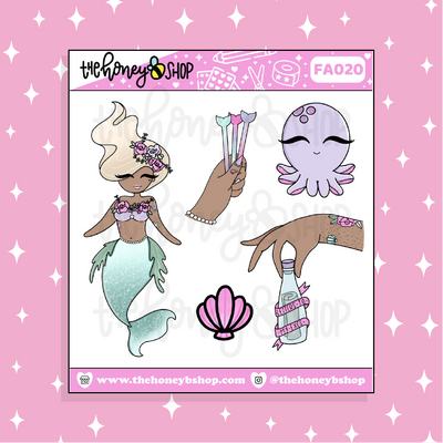 Mer-May Babe Doodle Sticker | Choose your Skin Tone!