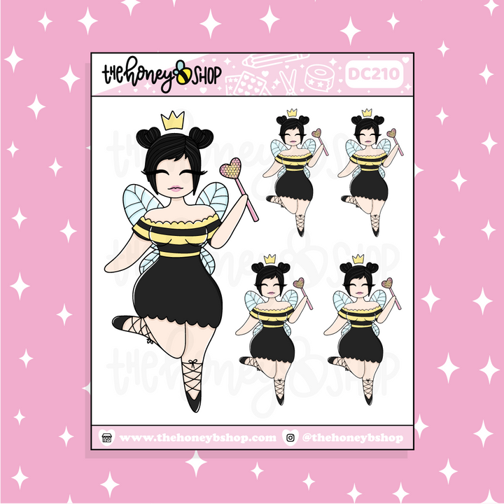 Queen Bee Babe Doodle Sticker | Choose your Skin Tone!