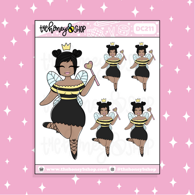 Queen Bee Babe Doodle Sticker | Choose your Skin Tone!