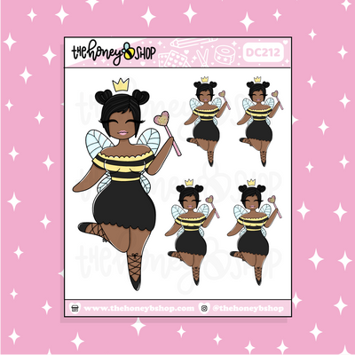 Queen Bee Babe Doodle Sticker | Choose your Skin Tone!