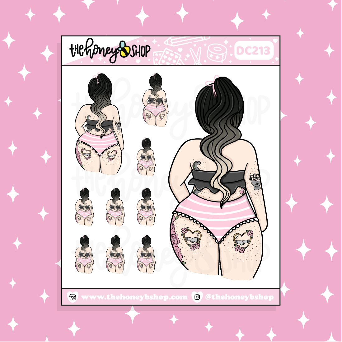Tattoo Swimsuit Babe Doodle Sticker | Choose your Skin Tone!