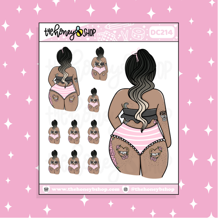 Tattoo Swimsuit Babe Doodle Sticker | Choose your Skin Tone!