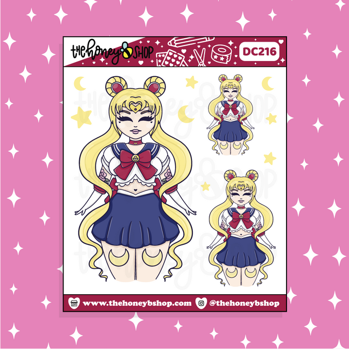 Tatuaje Sailor Moon Babe Doodle pegatina | ¡Elige tu tono de piel!