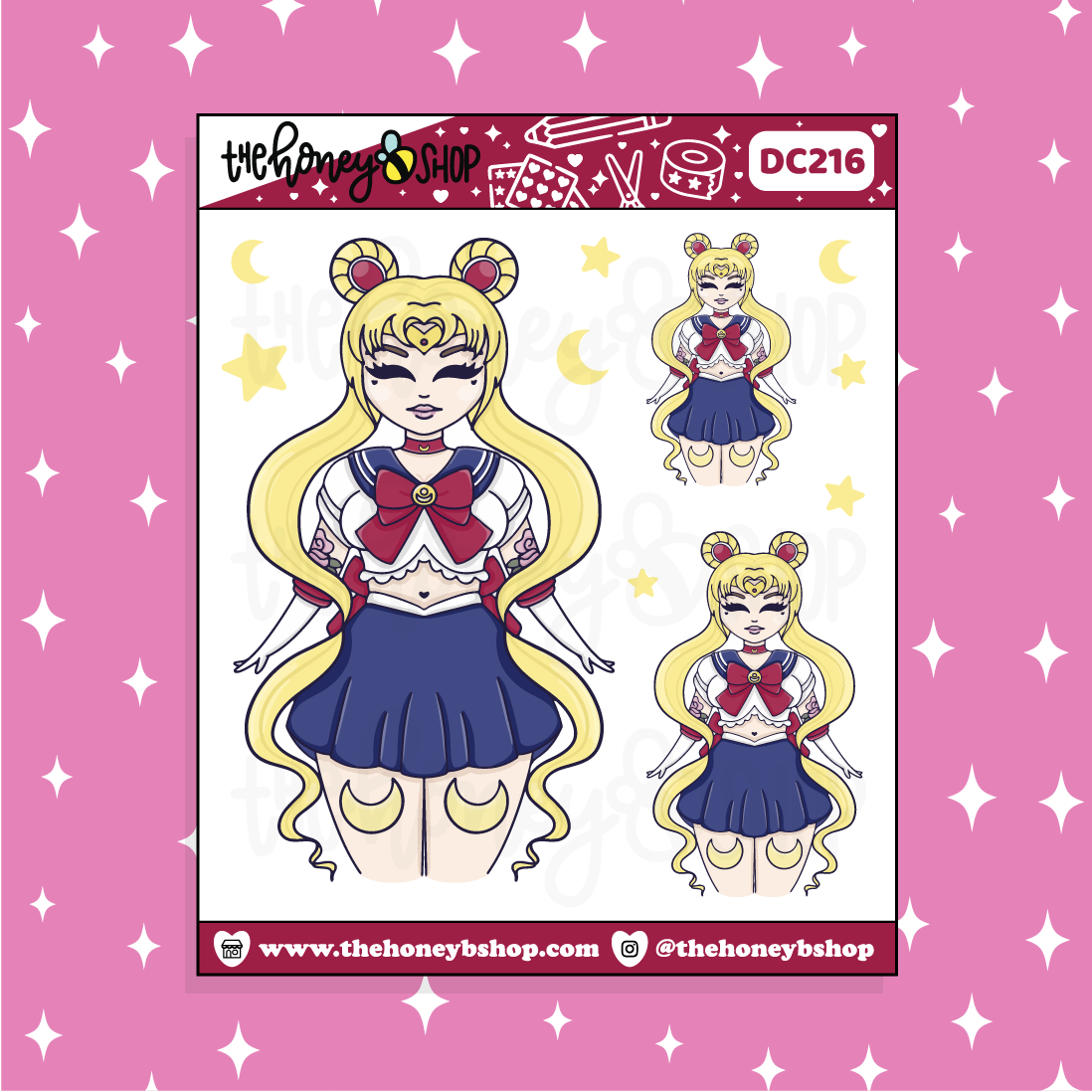 Tattoo Sailor Moon Babe Doodle Sticker | Choose your Skin Tone!
