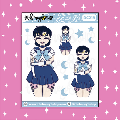 Tattoo Sailor Mercury Babe Doodle Sticker | Choose your Skin Tone!