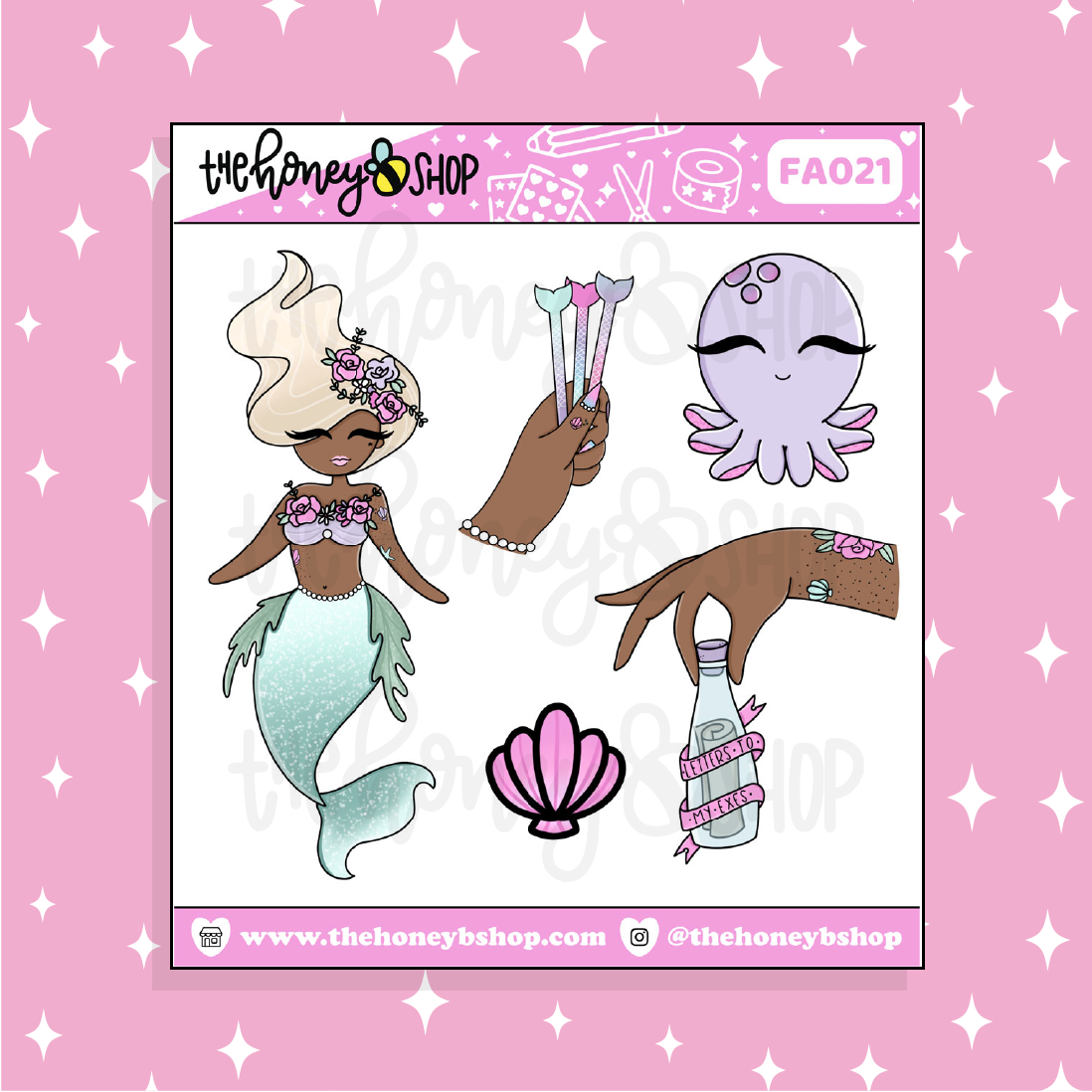 Mer-May Babe Doodle Sticker | Choose your Skin Tone!