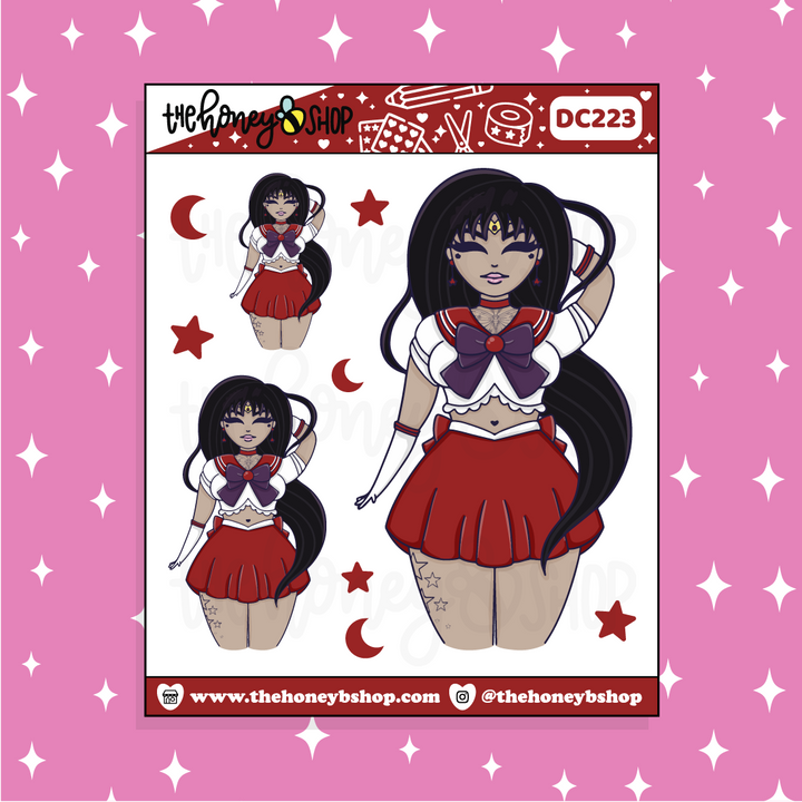 Tatuaje Sailor Mars Babe Doodle Pegatina | ¡Elige tu tono de piel!