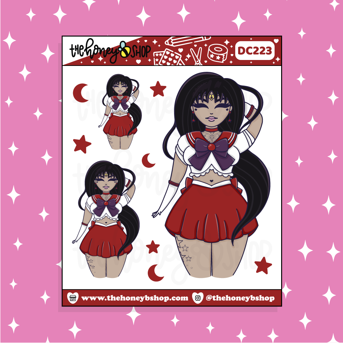 Tattoo Sailor Mars Babe Doodle Sticker | Choose your Skin Tone!