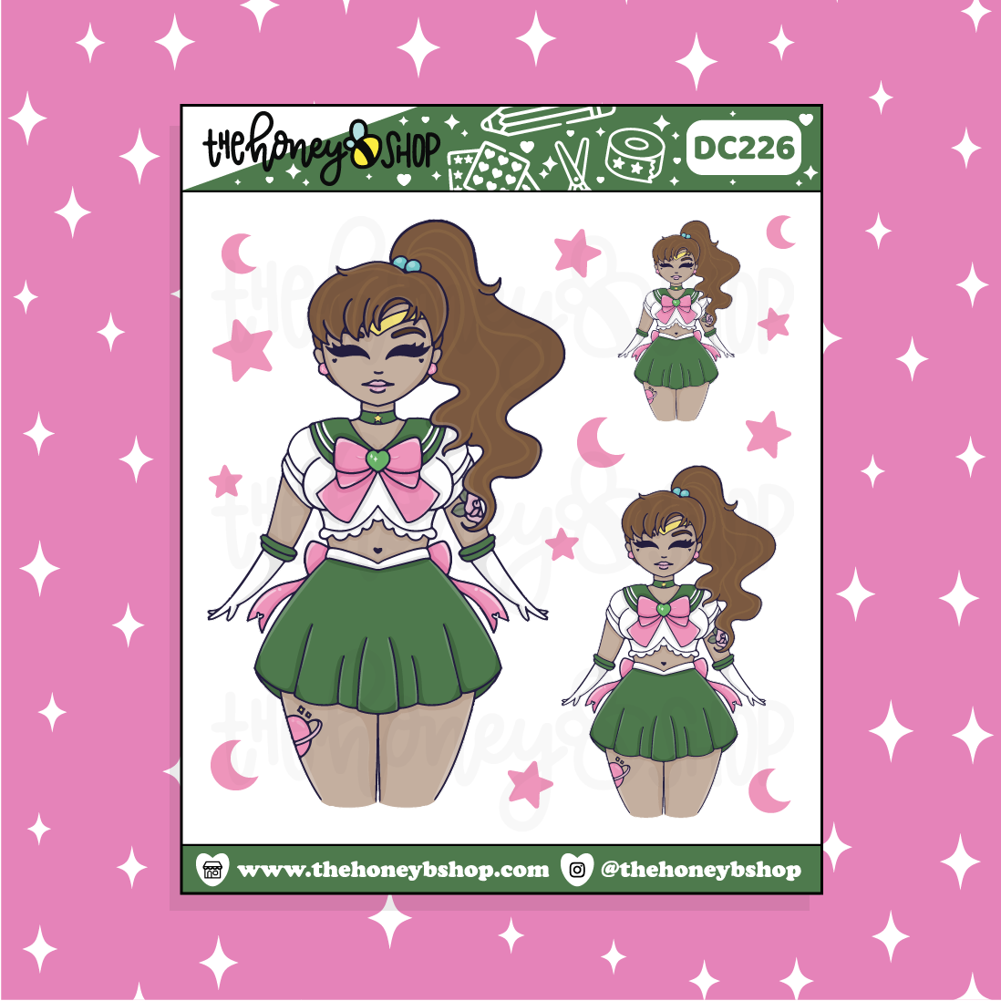 Tattoo Sailor Jupiter Babe Doodle Sticker | Choose your Skin Tone!