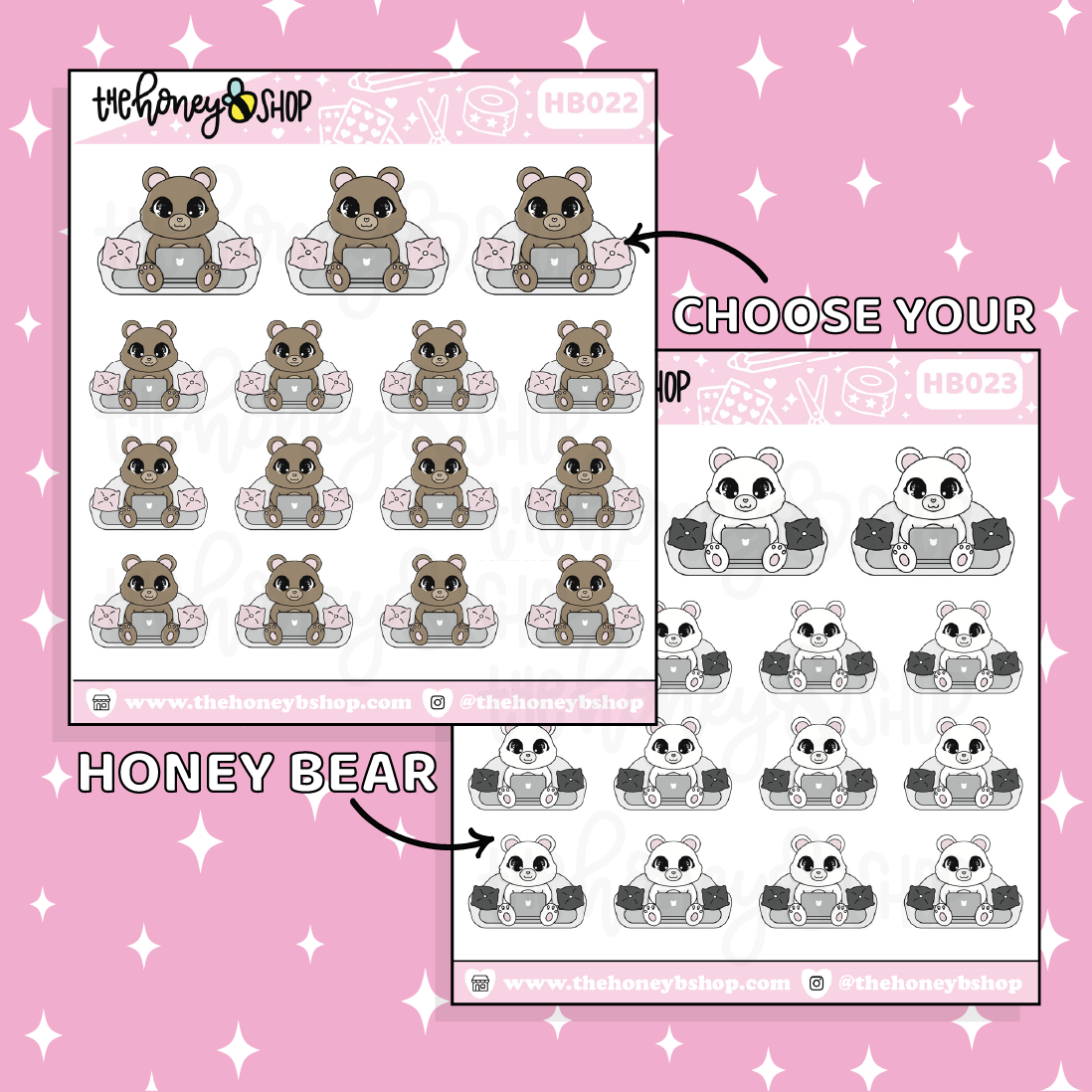 Work From Home Honey Bear Doodle Sticker | Choose Your Version