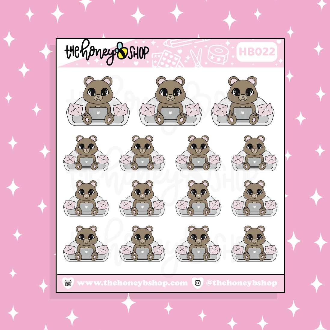 Work From Home Honey Bear Doodle Sticker | Choose Your Version