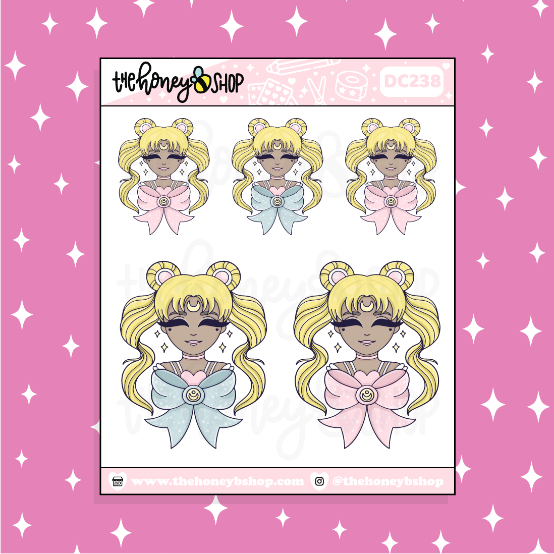 Pastel Moon Babe Doodle Sticker | Choose your Skin Tone!