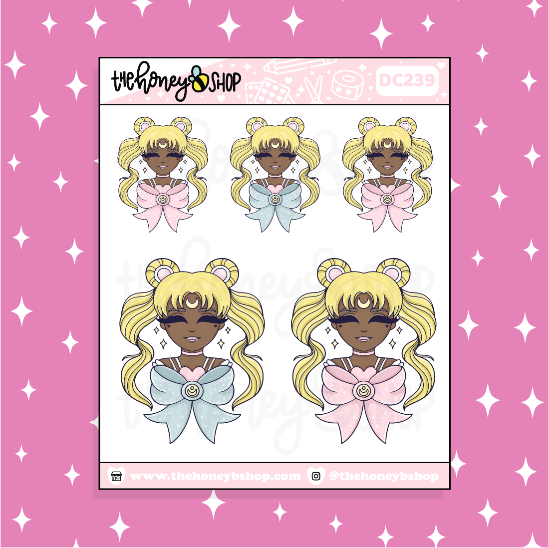 Pastel Moon Babe Doodle Sticker | Choose your Skin Tone!