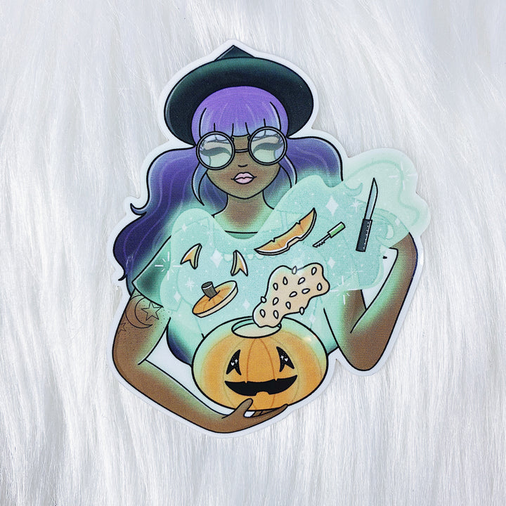 Pumpkin Witch Vinyl Die Cut | Choose your Skin Tone!