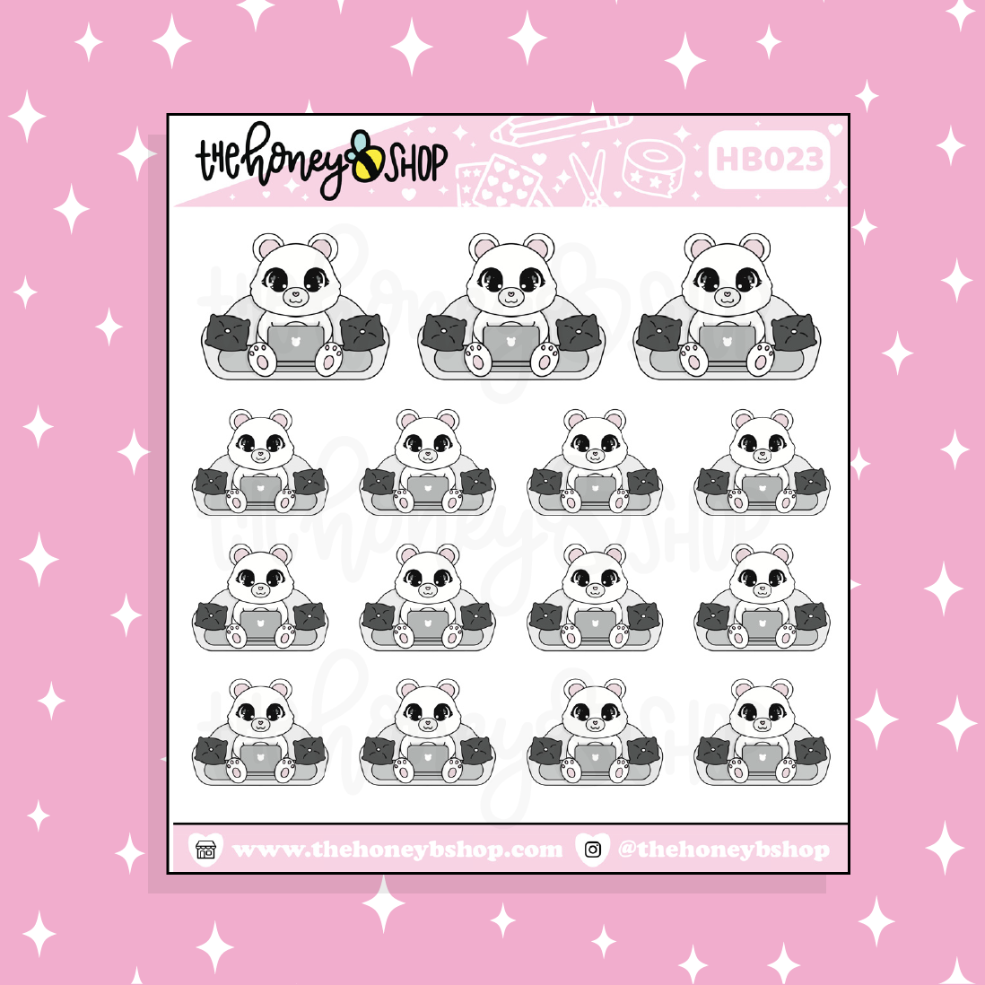 Work From Home Honey Bear Doodle Sticker | Choose Your Version
