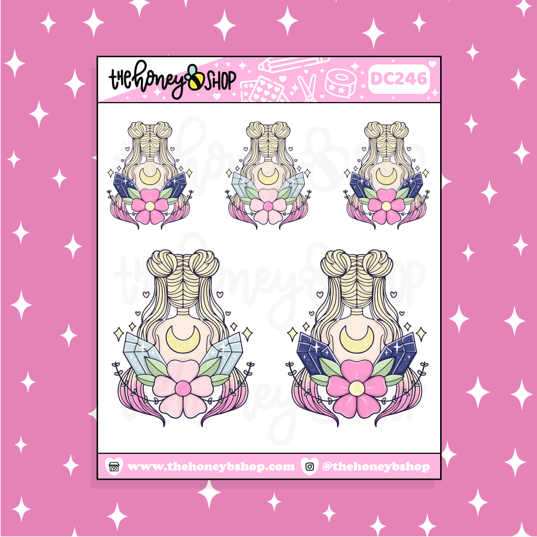Magical Moon Crystal Babe Doodle Sticker | Choose your Skin Tone!