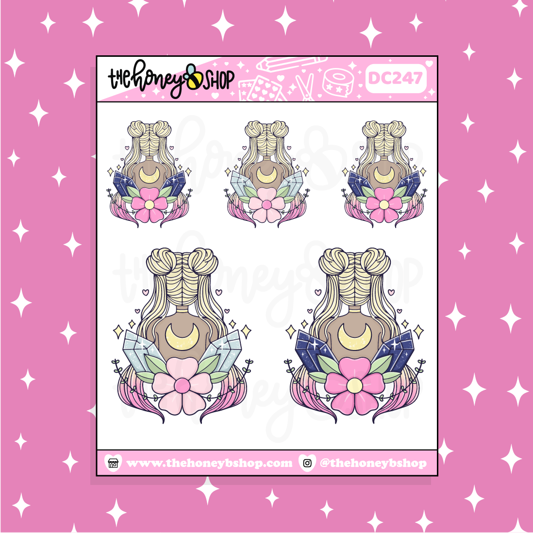 Magical Moon Crystal Babe Doodle Sticker | Choose your Skin Tone!