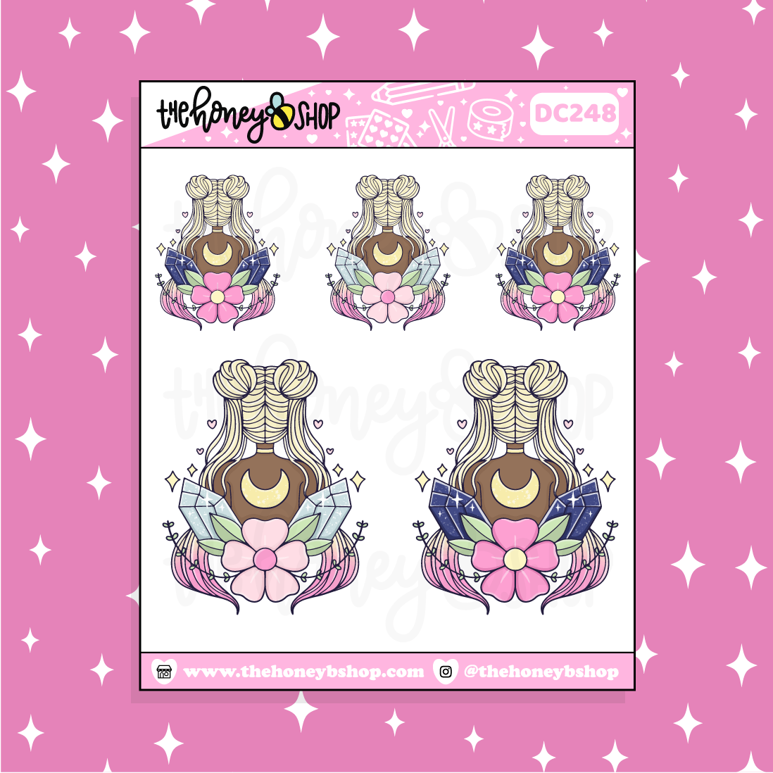 Magical Moon Crystal Babe Doodle Sticker | Choose your Skin Tone!