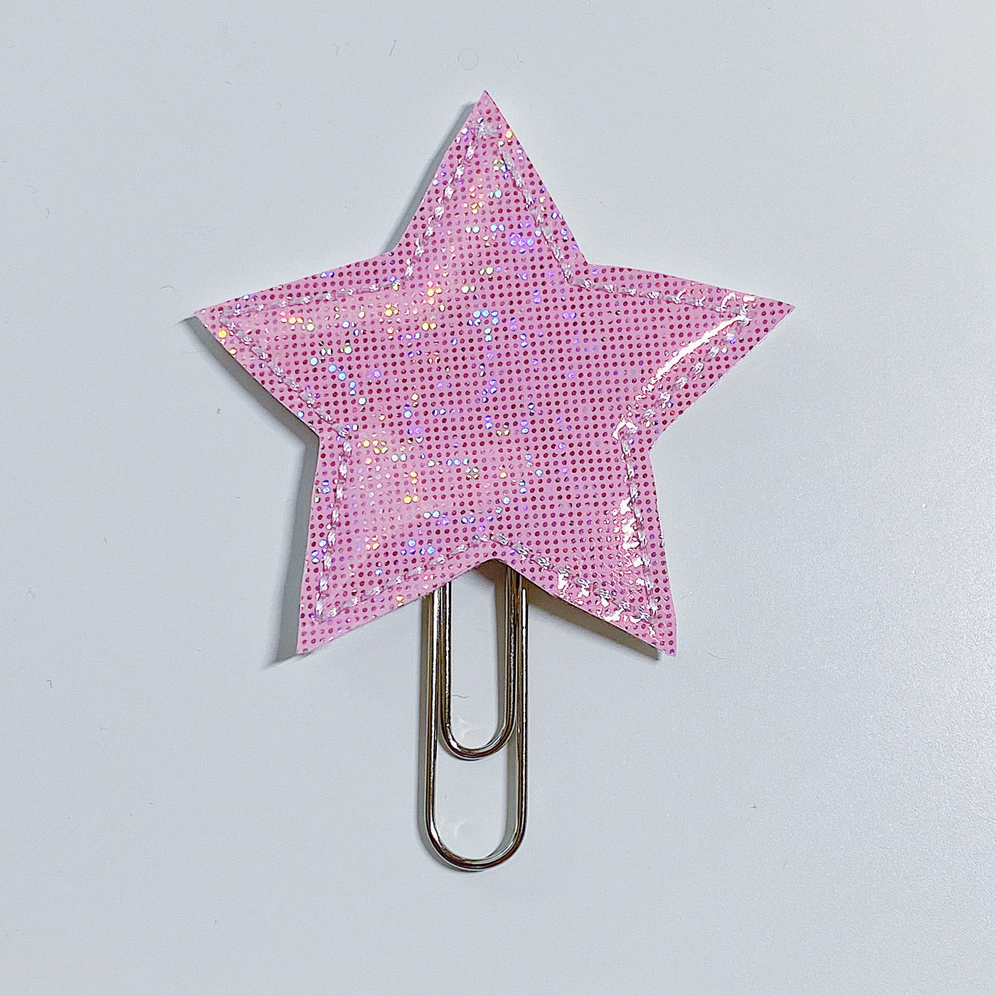 Pink Glitter Star Feltie Planner Clip