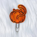Orange Holographic Pumpkin Kitty Butt Feltie Planner Clip