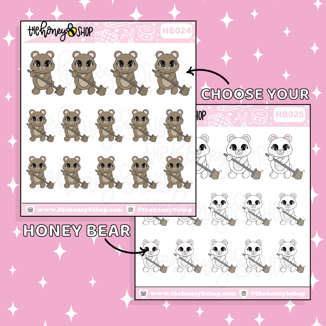 Sweeping Up Honey Bear Doodle Sticker | Choose Your Version
