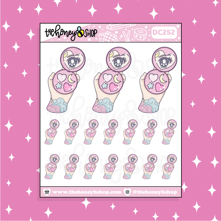 Pastel Moon Makeup Compact Doodle Sticker | Choose your Skin Tone!