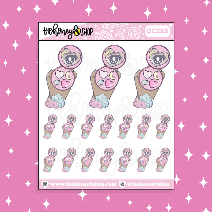 Pastel Moon Makeup Compact Doodle Sticker | Choose your Skin Tone!