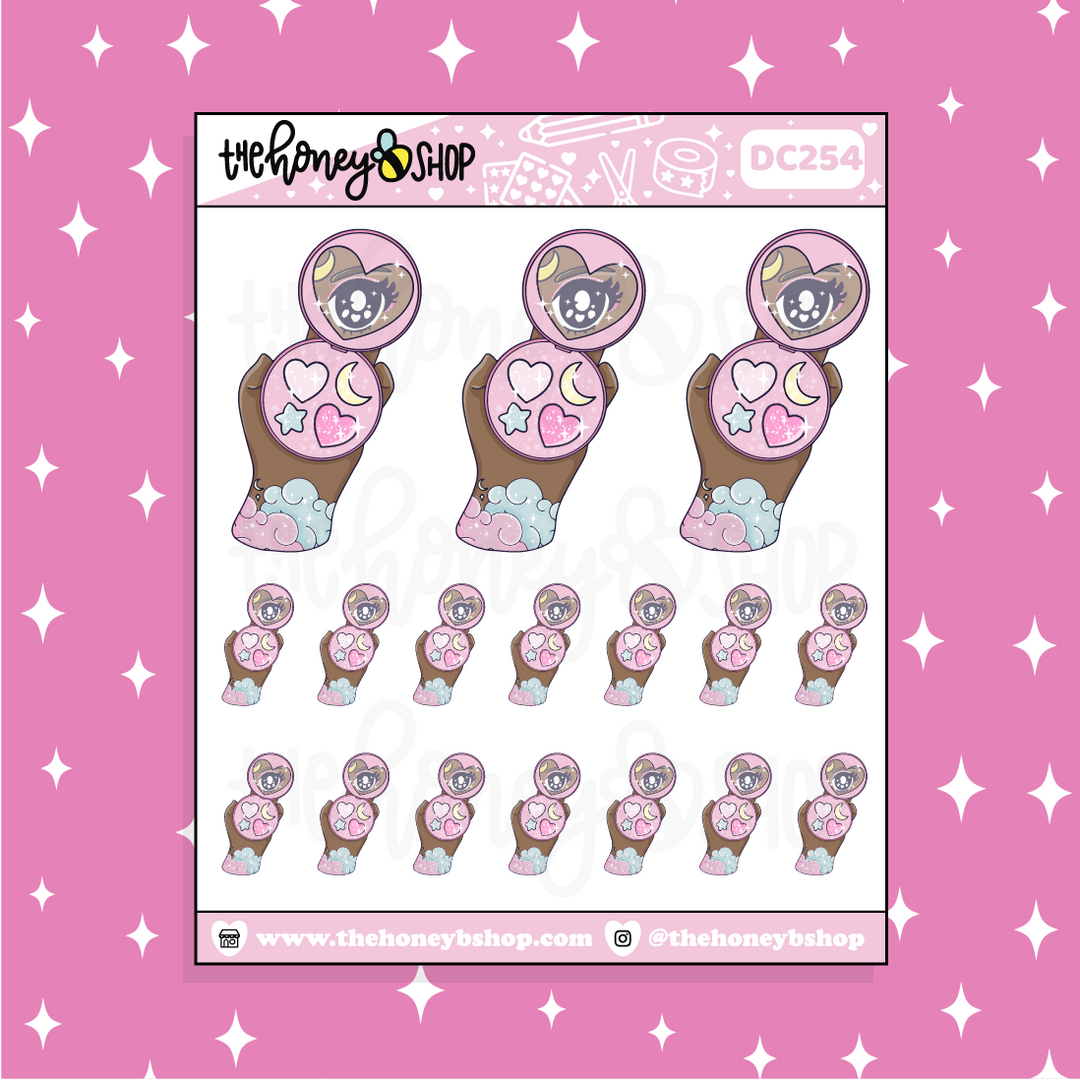 Pastel Moon Makeup Compact Doodle Sticker | Choose your Skin Tone!