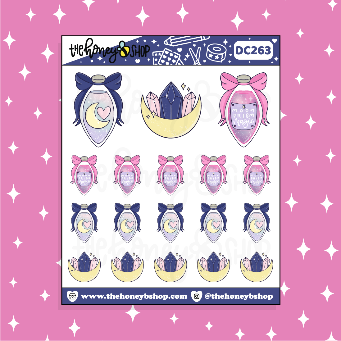 Moon Prism Magic Elixir + Crystals Doodle Sticker