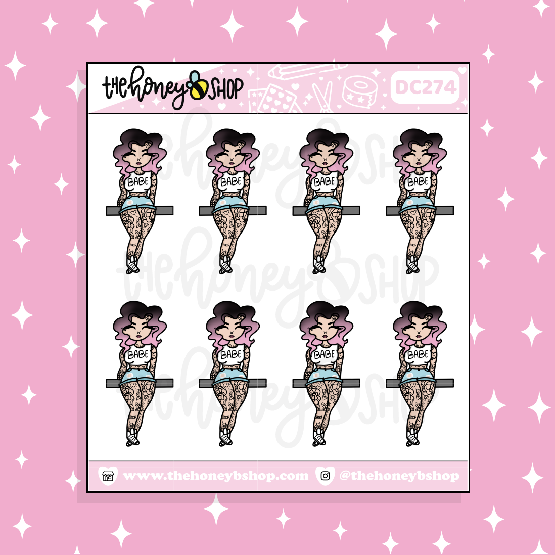 OG Tattoo Babe Doodle Sticker | Choose your Skin Tone!