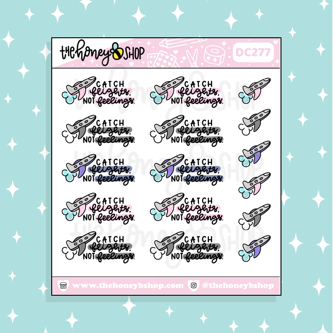 Catch Flights, Not Feelings Doodle Sticker
