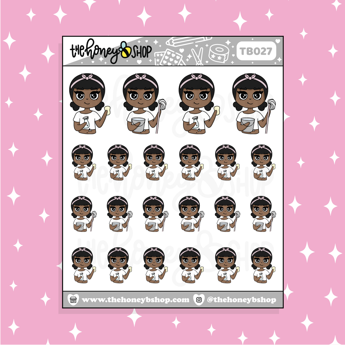 Cleaning BabeBees Doodle Sticker | Choose Your Skin Tone!