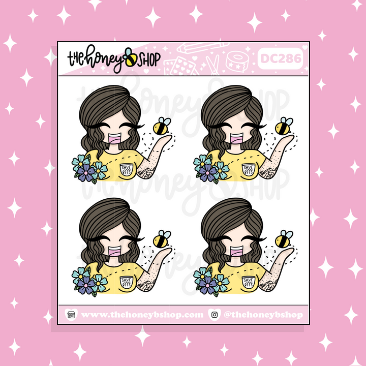 Save the Bees Babe Doodle Sticker | Choose your Skin Tone!