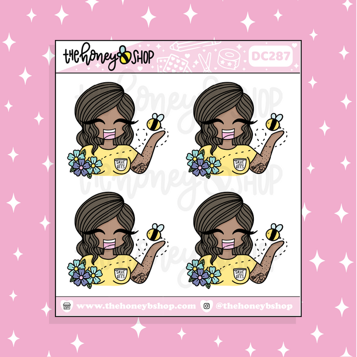 Save the Bees Babe Doodle Sticker | Choose your Skin Tone!