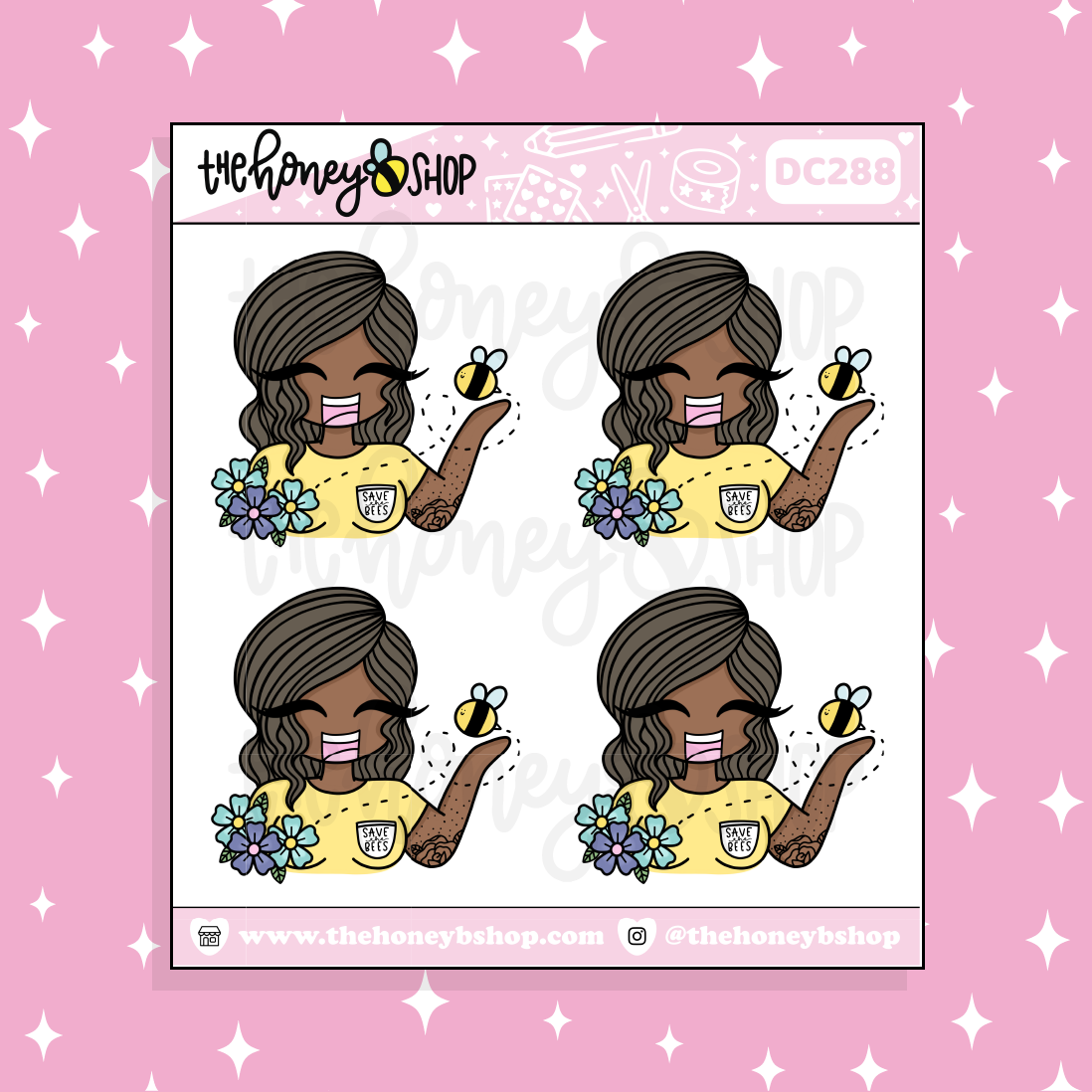 Save the Bees Babe Doodle Sticker | Choose your Skin Tone!