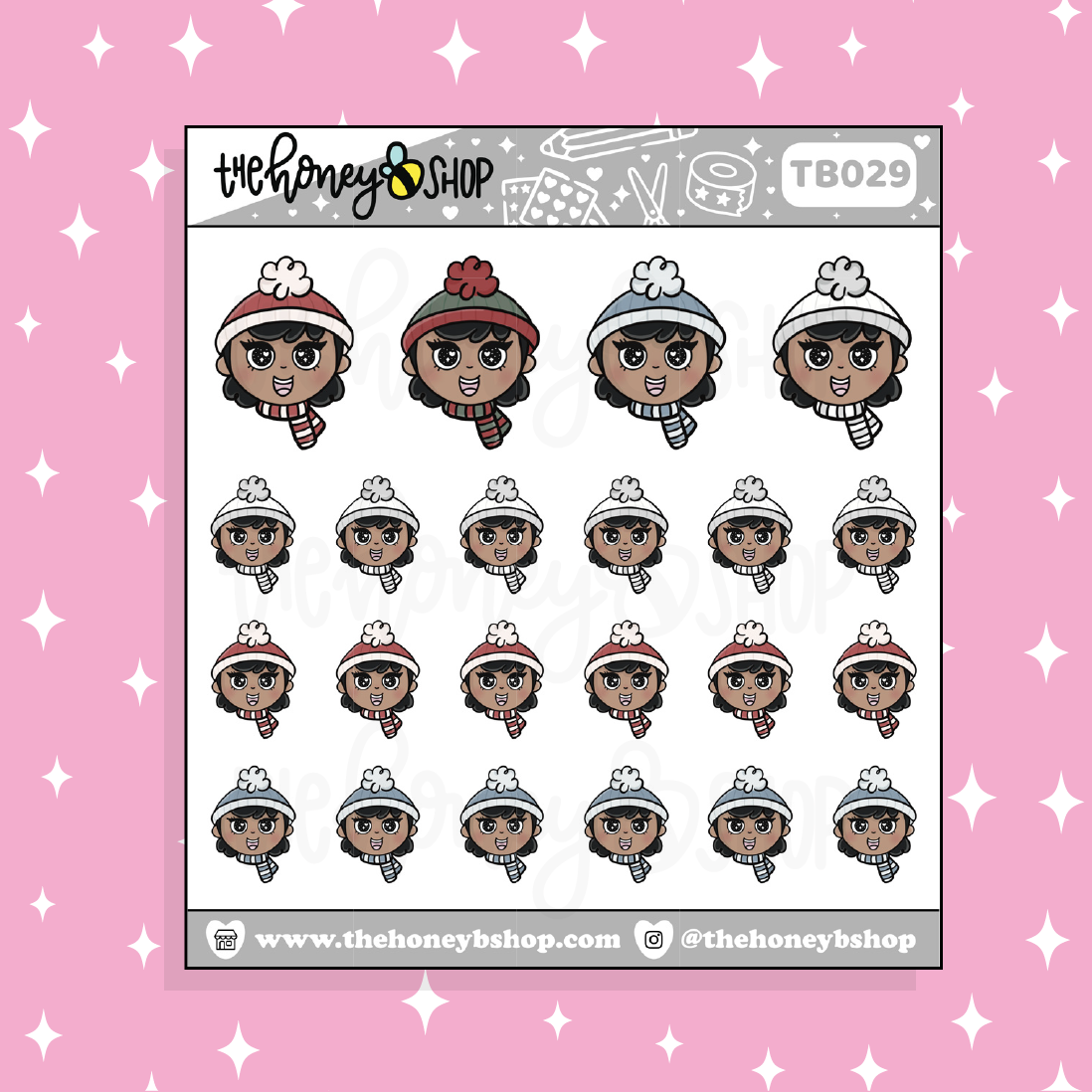 Winter Beanie BabeBees Doodle Sticker | Choose Your Skin Tone!