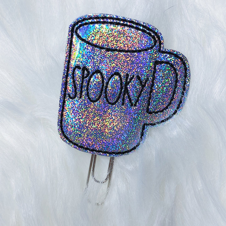 Holographic Spooky Mug Feltie Planner Clip