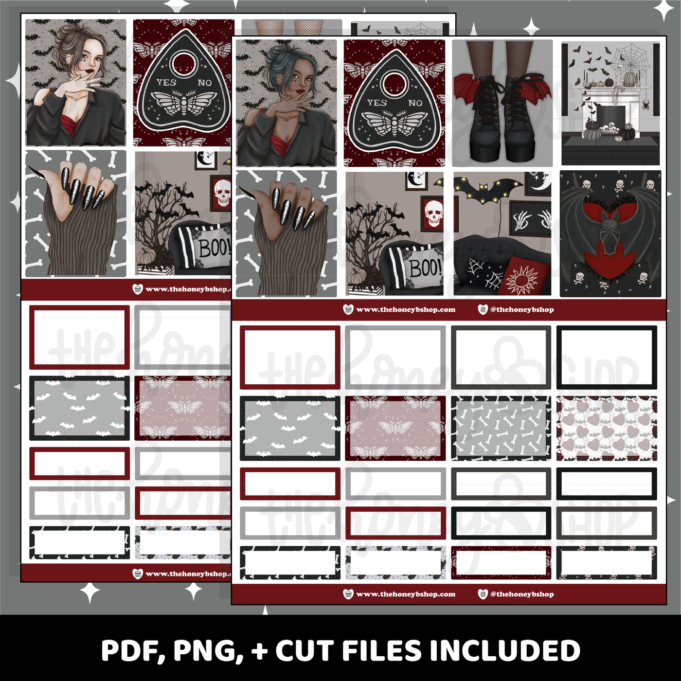 Gothic Printable Weekly Kit | Vertical Planner | Printable Planner Stickers