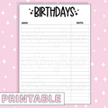Birthdays Printable Bee-6 Full Page Sticker | B6 Planner | Printable Planner Stickers