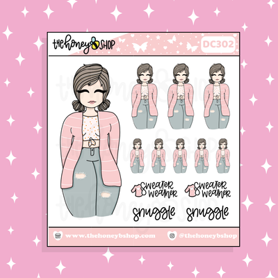 Sweater Weather Babe Doodle Sticker | Choose your Skin Tone!