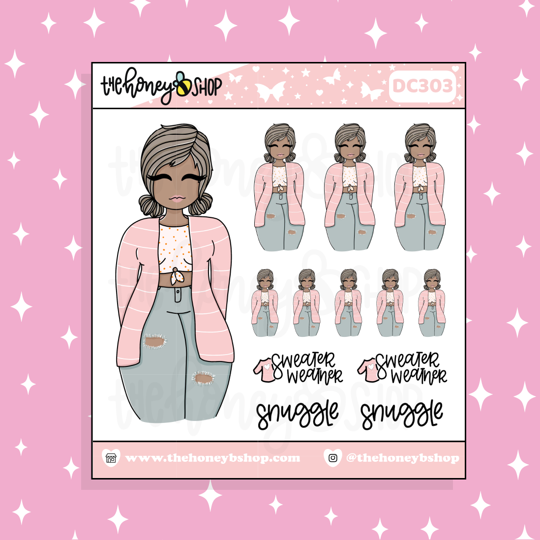 Sweater Weather Babe Doodle Sticker | Choose your Skin Tone!
