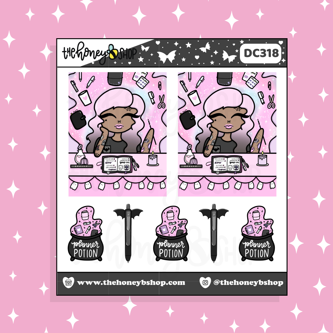 Planner Witch Babe Doodle Sticker | Choose your Skin Tone!