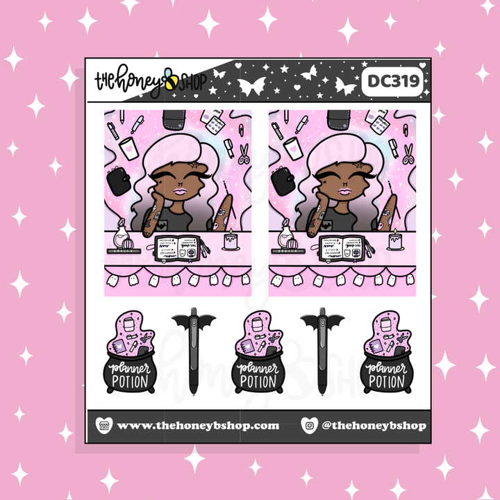 Planner Witch Babe Doodle Sticker | Choose your Skin Tone!