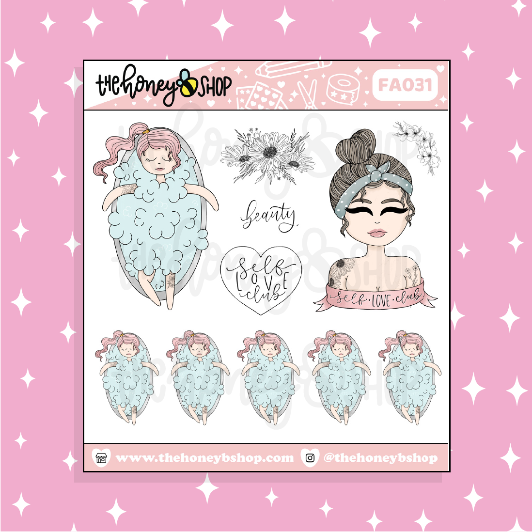 Fall in Love with Yourself Babe Doodle Sticker | Choose your Skin Tone!